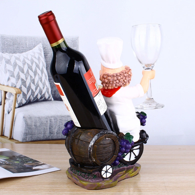 Resin Chef Wine Bottle Holder Display Tabletop Figurine